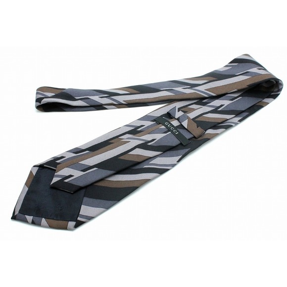 Gucci Geometric Silk Tie Navy Blue Multicolor - Picture 2 of 7
